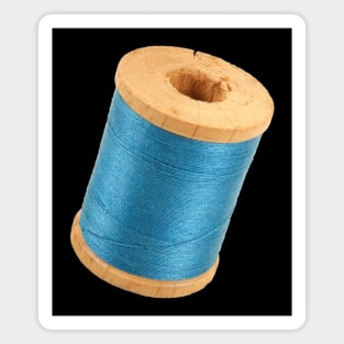 Wooden Spool of Blue Thread Magnet